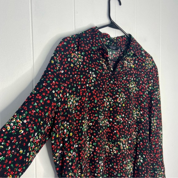 & Other Stories Black Red Floral Button Down Blouse Career Workwear Fall Size 8 - Picture 2 of 6